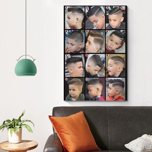 Modern Barber Shop Poster Salon Hair Cut Poster Laminated Men's Hairstyles Poster Painting Canvas Wall Posters Art Picture Print Modern Family Decor Posters 12x18inch(30x45cm) in Saudi Arabia