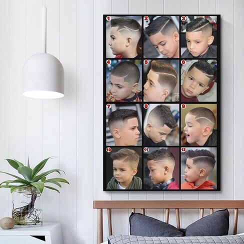 Modern Barber Shop Poster Salon Hair Cut Poster Laminated Men's Hairstyles Poster Painting Canvas Wall Posters Art Picture Print Modern Family Decor Posters 12x18inch(30x45cm) in Saudi Arabia