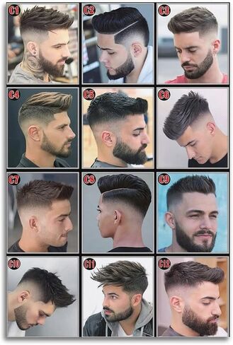 Modern Barber Shop Poster Salon Hair Cut Poster Laminated Men's Hairstyles Poster Painting Canvas Wall Posters Art Picture Print Modern Family Decor Posters 12x18inch(30x45cm) in Saudi Arabia