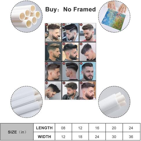 Modern Barber Shop Poster Salon Hair Cut Poster Laminated Men's Hairstyles Poster Painting Canvas Wall Posters Art Picture Print Modern Family Decor Posters 12x18inch(30x45cm) in Saudi Arabia
