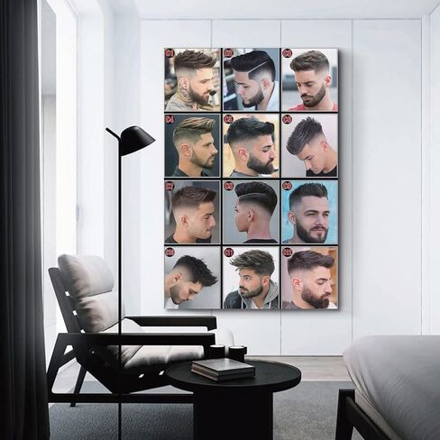 Modern Barber Shop Poster Salon Hair Cut Poster Laminated Men's Hairstyles Poster Painting Canvas Wall Posters Art Picture Print Modern Family Decor Posters 12x18inch(30x45cm) in Saudi Arabia