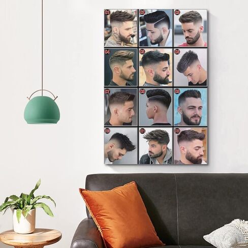 Modern Barber Shop Poster Salon Hair Cut Poster Laminated Men's Hairstyles Poster Painting Canvas Wall Posters Art Picture Print Modern Family Decor Posters 12x18inch(30x45cm) in Saudi Arabia