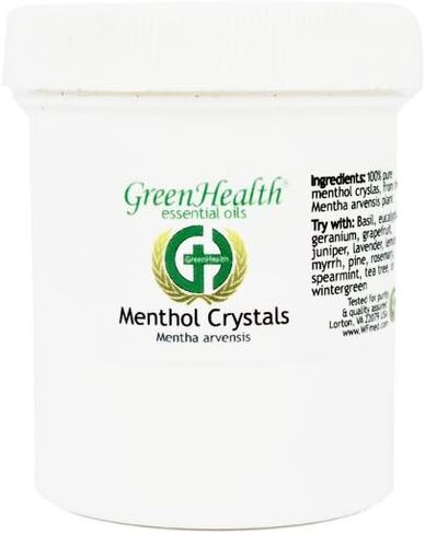 GreenHealth 8oz - بلورات المنثول في وعاء بلاستيكي أبيض (نقطة الانصهار حوالي 95 إلى 107 درجة فهرنهايت) in Kuwait