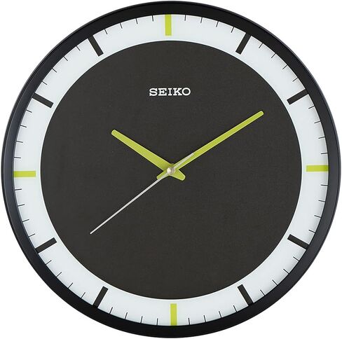 SEIKO 12 Inch Mari Art Deco Wall Clock, Matte Black in Saudi Arabia