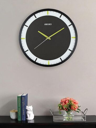 SEIKO 12 Inch Mari Art Deco Wall Clock, Matte Black in Saudi Arabia