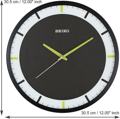 SEIKO 12 Inch Mari Art Deco Wall Clock, Matte Black in Saudi Arabia