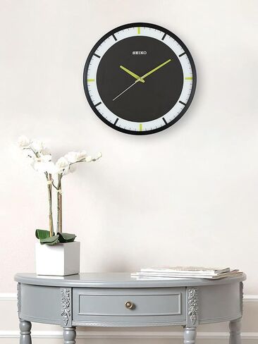 SEIKO 12 Inch Mari Art Deco Wall Clock, Matte Black in Saudi Arabia