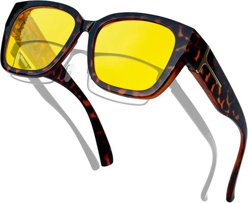 KANASTAL Polarized Fit Over Glasses Sunglasses for Women Square Wrap Around Sun Glasses UV Protection in Saudi Arabia