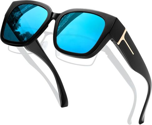 KANASTAL Polarized Fit Over Glasses Sunglasses for Women Square Wrap Around Sun Glasses UV Protection in Saudi Arabia