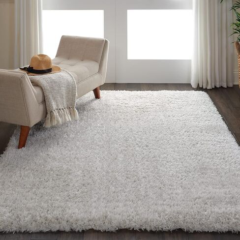 Nourison Ultra Plush Shag Solid Light Grey 9' x 12' Area -Rug, Easy -Cleaning, Non Shedding, Bed Room, Living Room, Dining Room, Kitchen (9x12) in Saudi Arabia