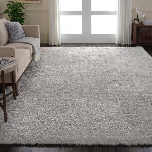 Nourison Ultra Plush Shag Solid Light Grey 9' x 12' Area -Rug, Easy -Cleaning, Non Shedding, Bed Room, Living Room, Dining Room, Kitchen (9x12) in Saudi Arabia