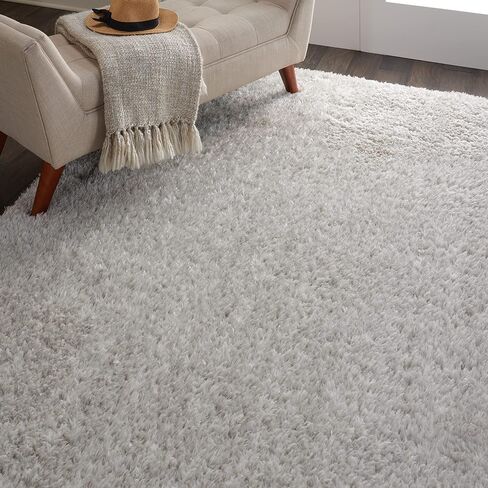 Nourison Ultra Plush Shag Solid Light Grey 9' x 12' Area -Rug, Easy -Cleaning, Non Shedding, Bed Room, Living Room, Dining Room, Kitchen (9x12) in Saudi Arabia