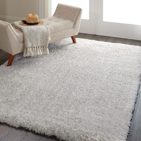 Nourison Ultra Plush Shag Solid Light Grey 9' x 12' Area -Rug, Easy -Cleaning, Non Shedding, Bed Room, Living Room, Dining Room, Kitchen (9x12) in Saudi Arabia