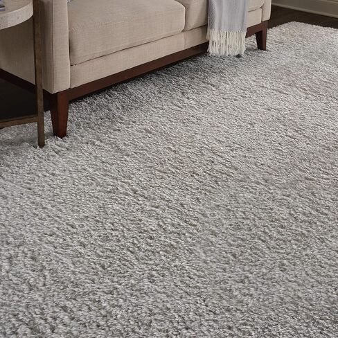 Nourison Ultra Plush Shag Solid Light Grey 9' x 12' Area -Rug, Easy -Cleaning, Non Shedding, Bed Room, Living Room, Dining Room, Kitchen (9x12) in Saudi Arabia