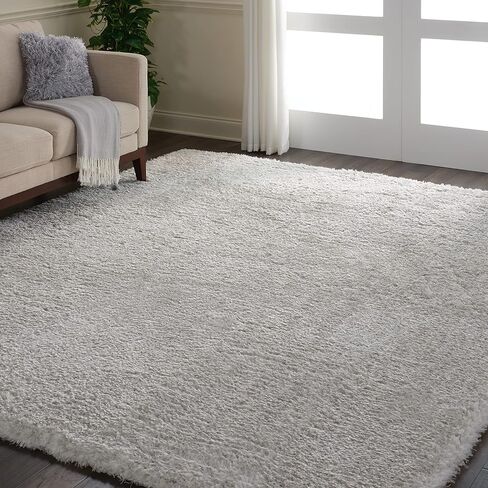 Nourison Ultra Plush Shag Solid Light Grey 9' x 12' Area -Rug, Easy -Cleaning, Non Shedding, Bed Room, Living Room, Dining Room, Kitchen (9x12) in Saudi Arabia