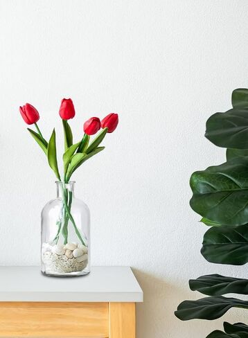 Serene Spaces Living Decorative Clear Glass Bottle Vases with Cork Stoppers, Vintage Wedding Decor, Use for Floral Centerpieces at Party, Event, Measures 11" Tall & 5.75" Diameter, Sold Individually in Saudi Arabia