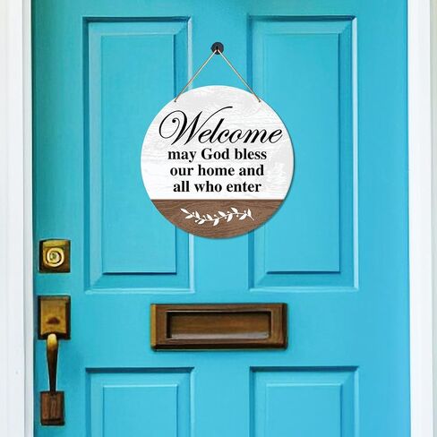 Muktoujaumai Funny Welcome Sign Front Door Decor, Home Door Round Hanging Sign Decor Farmhouse Wall Decorations Wood Sign for Porch, Outside, If You Hear Me Yelling Just Know in Saudi Arabia