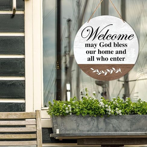 Muktoujaumai Funny Welcome Sign Front Door Decor, Home Door Round Hanging Sign Decor Farmhouse Wall Decorations Wood Sign for Porch, Outside, If You Hear Me Yelling Just Know in Saudi Arabia
