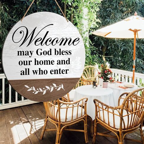 Muktoujaumai Funny Welcome Sign Front Door Decor, Home Door Round Hanging Sign Decor Farmhouse Wall Decorations Wood Sign for Porch, Outside, If You Hear Me Yelling Just Know in Saudi Arabia