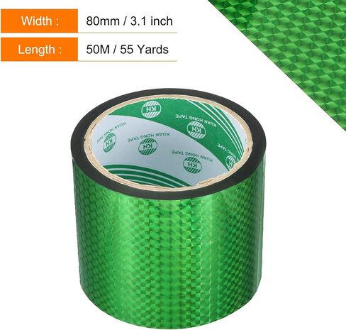 شريط uxcell Washi Prism مقاس 2.8 بوصة × 55 ياردة شريط عاكس معدني ثلاثي الأبعاد لتغليف وتزيين العطلات، DIY والحرف الفنية (أخضر) in Saudi Arabia