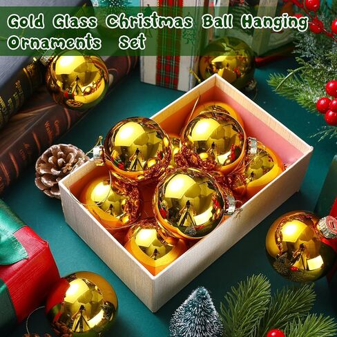 24 قطعة من زخارف كرات عيد الميلاد الزجاجية مقاس 2.4 بوصة/ 60 مم لشجرة عيد الميلاد النحاسية لعيد الميلاد المعلقة من الزجاج لأشجار عيد الميلاد، وحفلات الزفاف، وديكور العطلات (أحمر) in Kuwait