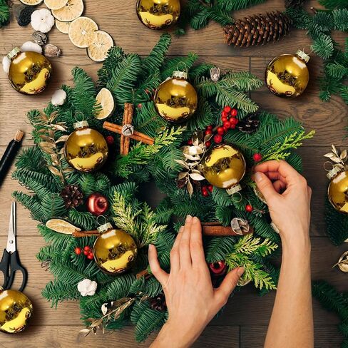 24 قطعة من زخارف كرات عيد الميلاد الزجاجية مقاس 2.4 بوصة/ 60 مم لشجرة عيد الميلاد النحاسية لعيد الميلاد المعلقة من الزجاج لأشجار عيد الميلاد، وحفلات الزفاف، وديكور العطلات (أحمر) in Kuwait