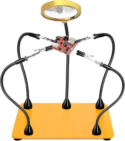 Helping Hands Soldering Station with 80cm 6X Magnifying Glass, 4 Flexible Arms Solder Helping Hands Magnifier and Third Hand Soldering Tool for Electronic Repair Soldering Jewelry Crafts in Saudi Arabia