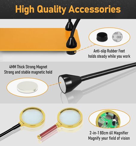 Helping Hands Soldering Station with 80cm 6X Magnifying Glass, 4 Flexible Arms Solder Helping Hands Magnifier and Third Hand Soldering Tool for Electronic Repair Soldering Jewelry Crafts in Saudi Arabia