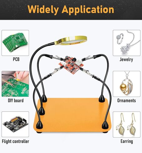 Helping Hands Soldering Station with 80cm 6X Magnifying Glass, 4 Flexible Arms Solder Helping Hands Magnifier and Third Hand Soldering Tool for Electronic Repair Soldering Jewelry Crafts in Saudi Arabia