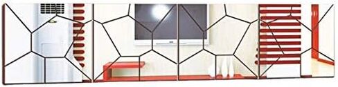 Mirror Decals | Gold | Small | Acrylic Mirror Tiles - Self Adhesive Sheets by LBEE Home | 28 pcs | 4 Squares, Irregular Shape | Each Square is 8" x 8" Each (20cm x 20cm) | Wall Stickers in Saudi Arabia