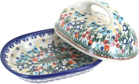 Blue Rose Polish Pottery Garden of Blue Butter Dish in Kuwait