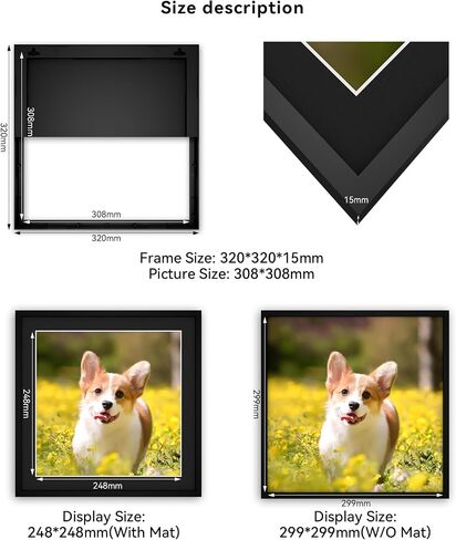 12x12 Picture Tiles | Mix Tiles Picture Frames Stick on Wall | Photo Tiles Peel and Stick Picture Frames as Gallery Wall Frame Set (Black - 9 Pcs) in Saudi Arabia