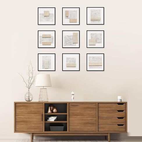12x12 Picture Tiles | Mix Tiles Picture Frames Stick on Wall | Photo Tiles Peel and Stick Picture Frames as Gallery Wall Frame Set (Black - 9 Pcs) in Saudi Arabia