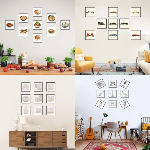 12x12 Picture Tiles | Mix Tiles Picture Frames Stick on Wall | Photo Tiles Peel and Stick Picture Frames as Gallery Wall Frame Set (Black - 9 Pcs) in Saudi Arabia