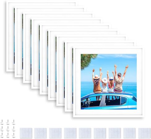 بلاط صور مقاس 12 × 12 | إطارات صور من البلاط المختلط تلتصق على الحائط | إطارات صور قابلة للتقشير واللصق كإطار حائط للمعرض (أسود - 9 قطع) in Kuwait