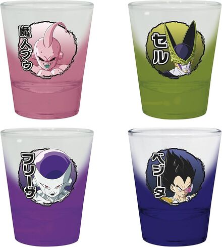 ABYSTYLE Dragon Ball Z Kakarot Villans 4 Shot Glasses 1.5 Oz. Featuring Buu, Cell, Frieza, and Vegeta DBZ Anime Manga Drinkware Home Essentials Gift in Saudi Arabia