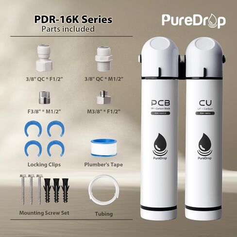 PDR-16KPCB Under Sink Water Filter, High Capacity Under Sink Composite Filtration System, Reduces Chlorine, Bad Taste & Odor, 16K Gallons in Saudi Arabia