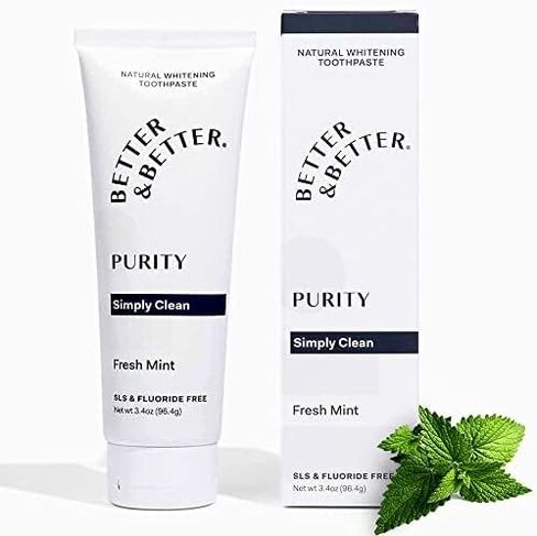 Better & Better Purity Toothpaste | Fluoride Free, SLS Free Toothpaste for Sensitive Brushers | 1 CT Mini Tube | Fresh Breath with Organic Mints | Natural, Vegan, Whitening Toothpaste to Remove Plaque in Kuwait