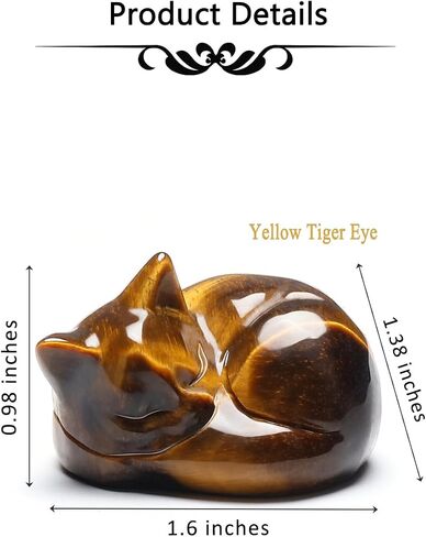 CrystalTears Tiger Eye Healing Crystal Cat Figurine Carved Crystal Gemstone Sleeping Cat Statue Lucky Cute Stone Cat for Home Office Desk Meditation Decor Cat Gifts for Women Men Christmas in Saudi Arabia