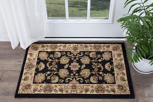 Gabrielle Traditional Oriental Black Scatter Mat Rug, 2' x 3' in Saudi Arabia