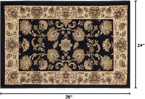 Gabrielle Traditional Oriental Black Scatter Mat Rug, 2' x 3' in Saudi Arabia