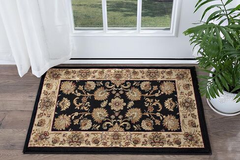 Gabrielle Traditional Oriental Black Scatter Mat Rug, 2' x 3' in Saudi Arabia