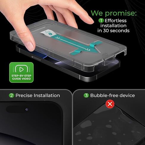 Deppa [عبوتان من واقي شاشة الخصوصية لهاتف iPhone 13 Pro Max/14 Plus (6.7 بوصة) غطاء كامل ثلاثي الأبعاد من الزجاج المقسى مع صينية أدوات التثبيت السهلة - مضاد للتجسس، الخصوصية، فيلم داكن، أسود (دليل الفيديو) in Kuwait
