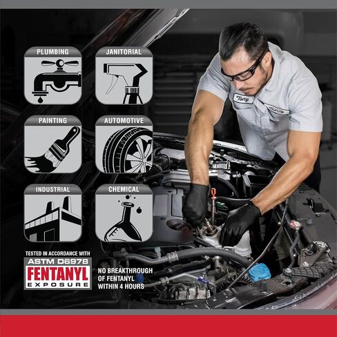 Derma-Tuff Powder Free Nitrile Disposable Gloves | 6 Mil - Sm 100 Ct | Latex Free, Chemical + Puncture Resistant, Fully Textured Grip, Beaded Cuff, for Automotive, Maintenance, Industrial | 66586 in Kuwait