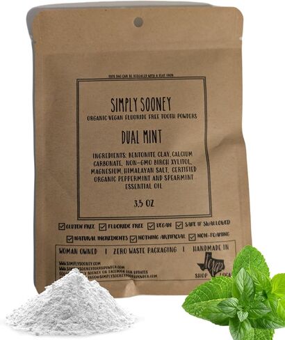 Zero Waste I Organic Vegan Fluoride Free Tooth Powder I Dual Mint Flavor I Ships Without Any Plastic Packaging (Zero Waste Bag) in Saudi Arabia
