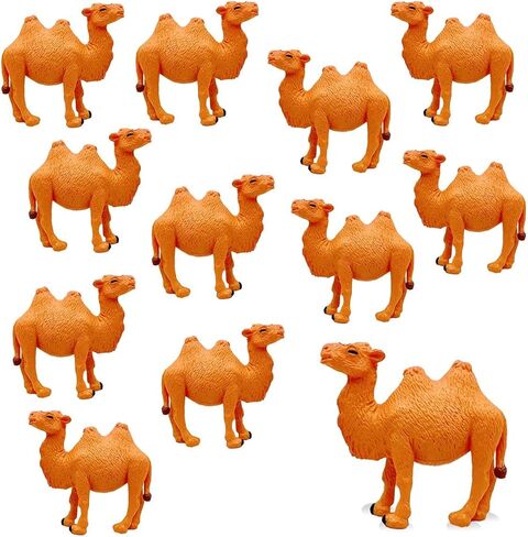 تماثيل الجمل Suartus، 12 قطعة من تماثيل الجمل المرسومة يدويًا، تمثال حيوان مصغر للحياة البرية، نماذج مجسمات الجمل البكتريا الصحراوية لطاولة سطح المكتب، مجموعة طحالب طبيعية لتزيين المنزل in Kuwait