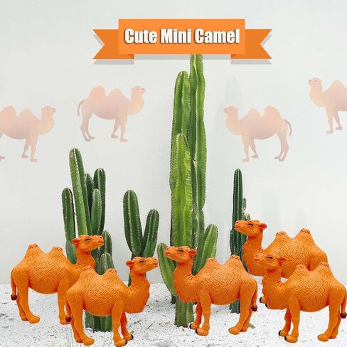 تماثيل الجمل Suartus، 12 قطعة من تماثيل الجمل المرسومة يدويًا، تمثال حيوان مصغر للحياة البرية، نماذج مجسمات الجمل البكتريا الصحراوية لطاولة سطح المكتب، مجموعة طحالب طبيعية لتزيين المنزل in Kuwait