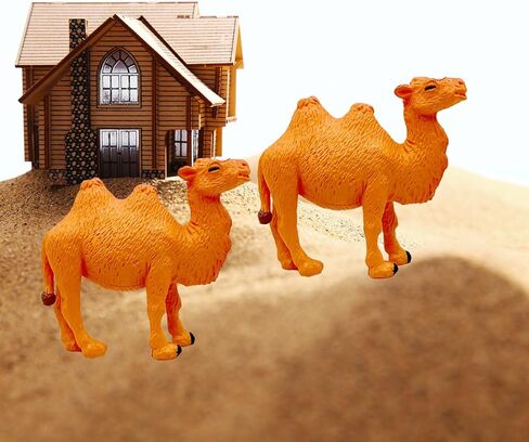 تماثيل الجمل Suartus، 12 قطعة من تماثيل الجمل المرسومة يدويًا، تمثال حيوان مصغر للحياة البرية، نماذج مجسمات الجمل البكتريا الصحراوية لطاولة سطح المكتب، مجموعة طحالب طبيعية لتزيين المنزل in Kuwait