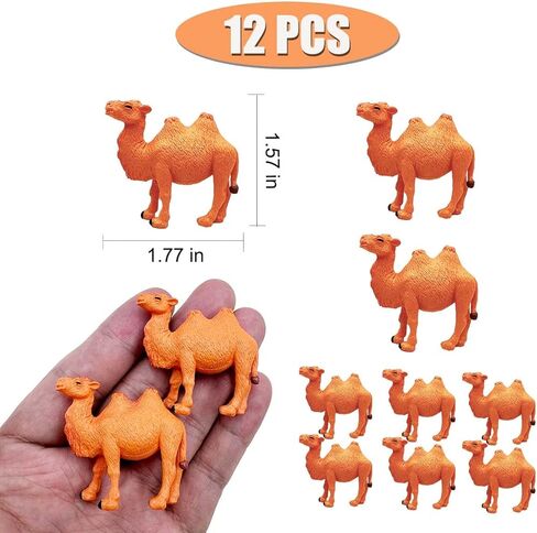 تماثيل الجمل Suartus، 12 قطعة من تماثيل الجمل المرسومة يدويًا، تمثال حيوان مصغر للحياة البرية، نماذج مجسمات الجمل البكتريا الصحراوية لطاولة سطح المكتب، مجموعة طحالب طبيعية لتزيين المنزل in Kuwait