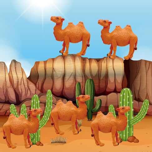 تماثيل الجمل Suartus، 12 قطعة من تماثيل الجمل المرسومة يدويًا، تمثال حيوان مصغر للحياة البرية، نماذج مجسمات الجمل البكتريا الصحراوية لطاولة سطح المكتب، مجموعة طحالب طبيعية لتزيين المنزل in Kuwait